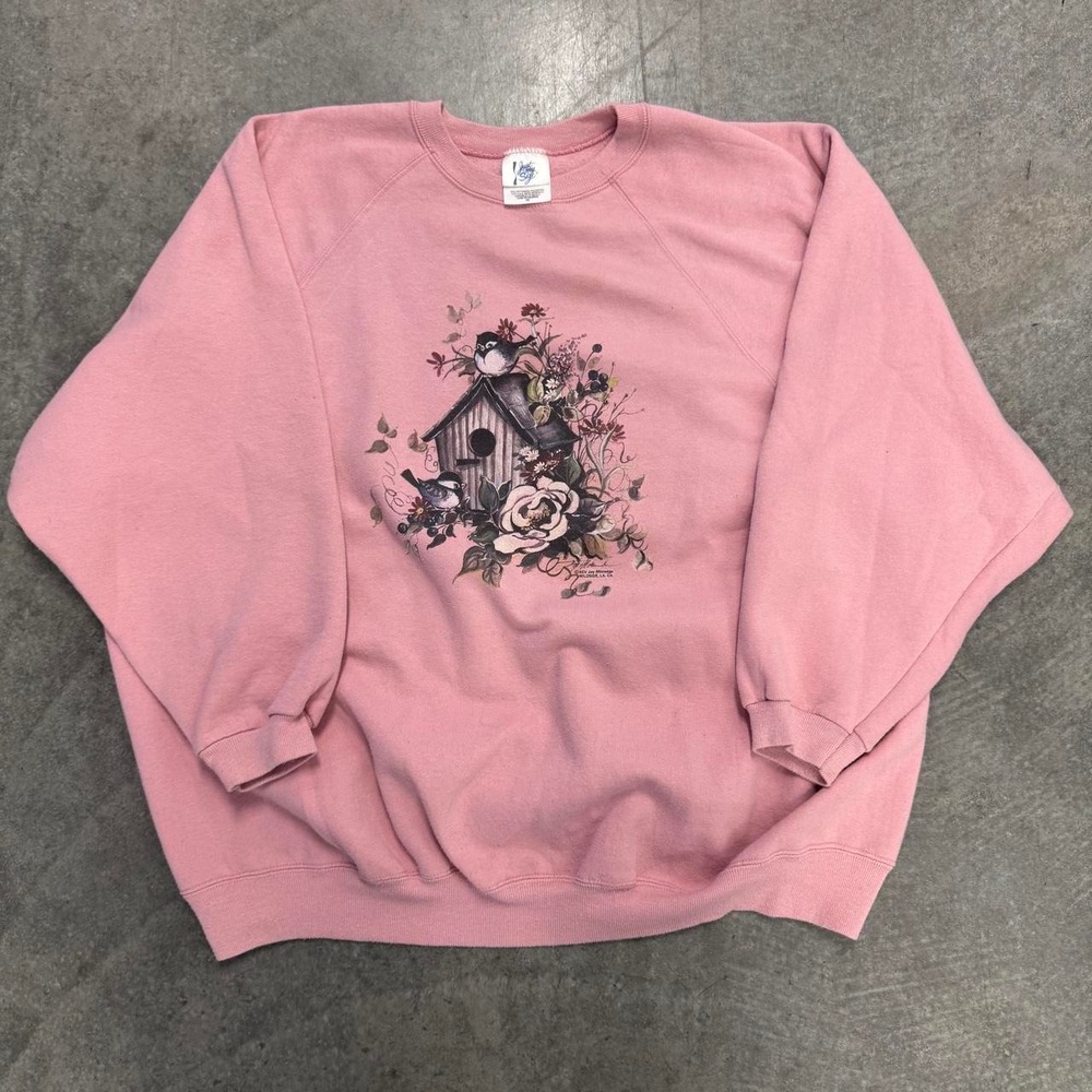 Vintage Women's 3X Pink Nature Crewneck Sweatshirt Pullover